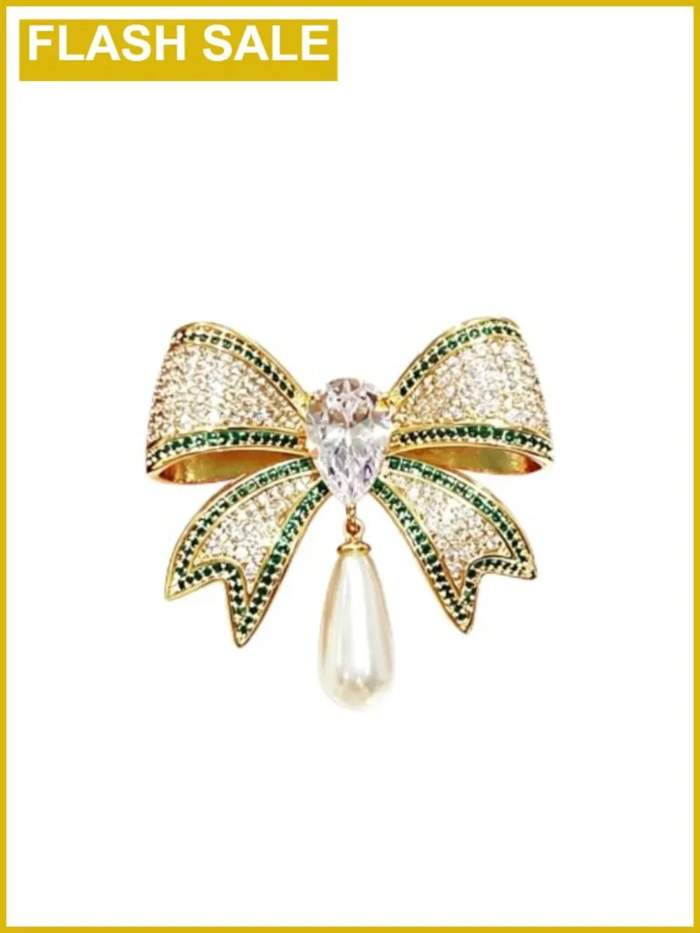 Vintage Rhinestone Pearl Bow Brooch Women Lapel Pin Sparkly Crystal Wedding